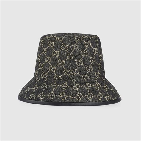 gucci chanel military hat dennim|gg denim bucket hat.